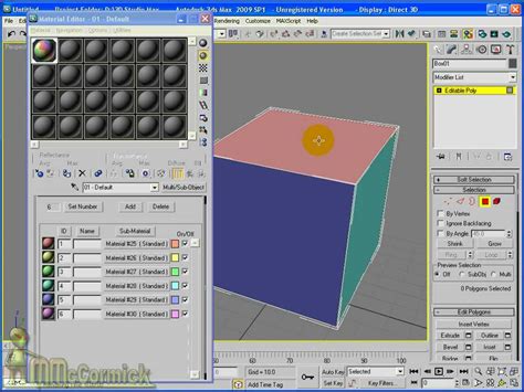 Esempio di interfaccia del materiale Multi/Sub-Object in 3ds Max