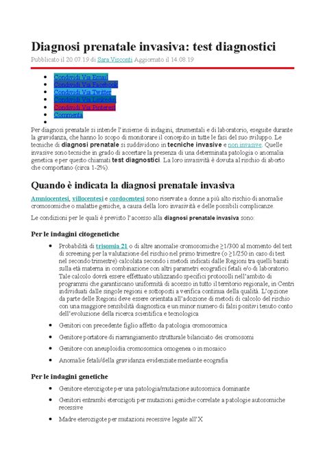 schema delle procedure di diagnosi prenatale invasiva