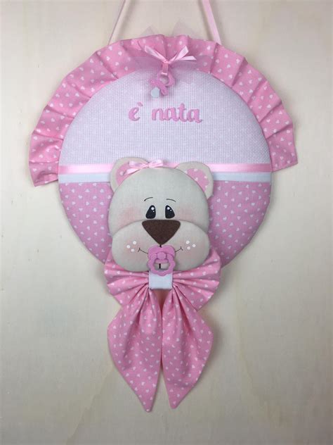 coccarda nascita rosa con nome bimba
