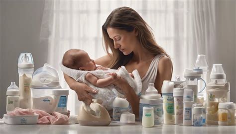 A madre breastfeeding her baby while also having a bottle of formula nearby, illustrating mixed feeding.