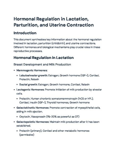 Hormonal regulation of lactation