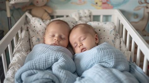 A pair of twin babies sleeping peacefully in their crib