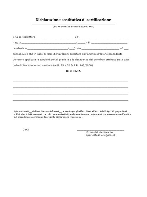 Ambiti di Utilizzo Autocertificazione