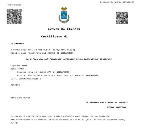 Certificato di nascita e documenti ufficiali