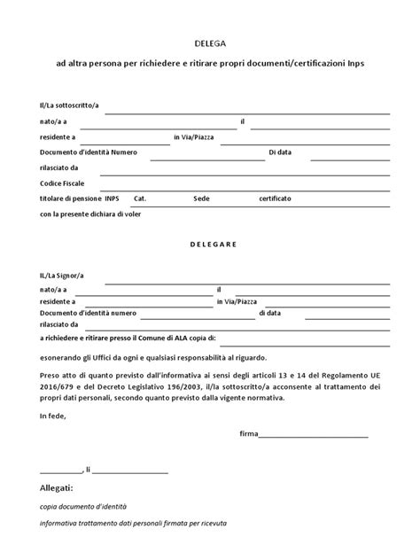 Documenti per INPS