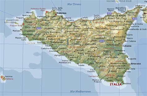 Una mappa della costa siciliana con l'area di Porticello evidenziata