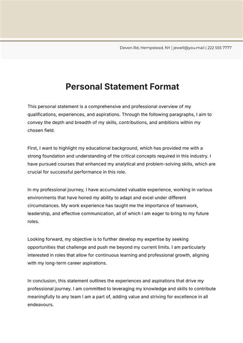 Esempio Personal Statement