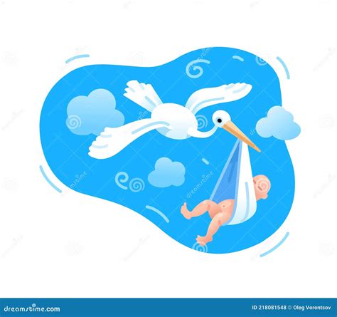 Illustrazione di una cicogna con un fagotto, simbolo di una nuova nascita