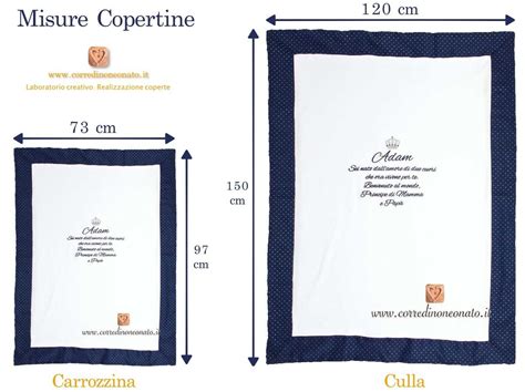 Schema dimensioni copertine neonato (75x100 cm, 100x140 cm)