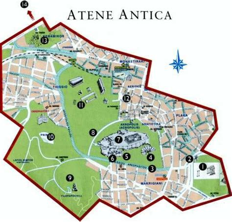 Mappa dell'antica Atene e dell'Attica
