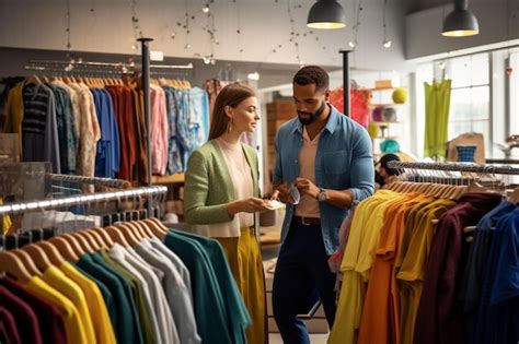 Interno del negozio con personale che assiste una coppia di futuri genitori