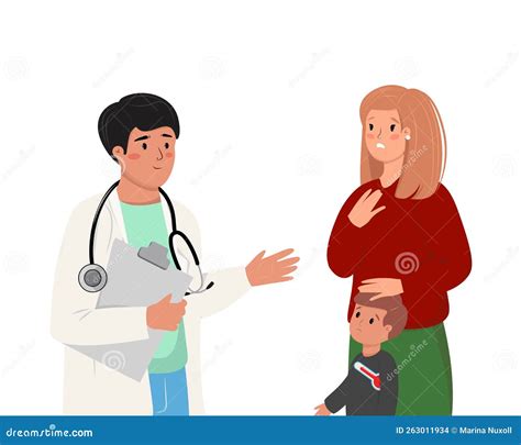 Illustrazione di un medico che parla con una madre
