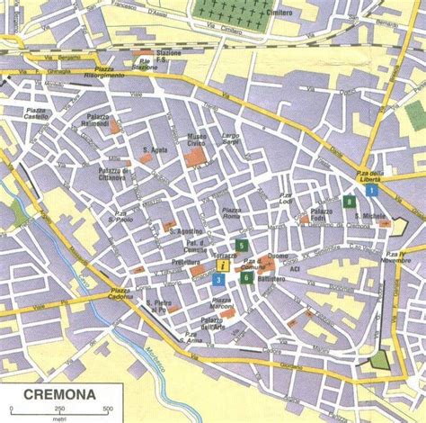 Mappa del comune di Cremona con indicazioni dei punti di raccolta differenziata