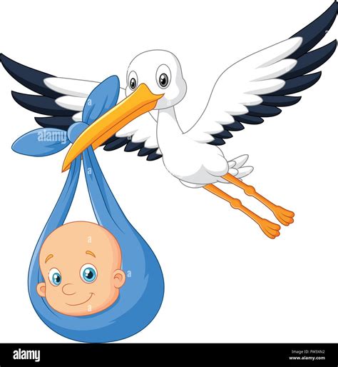 Bambino con cicogna e cavolo in un'illustrazione d'epoca