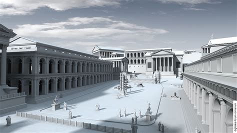 Ricostruzione del Foro Romano con il Tempio di Saturno