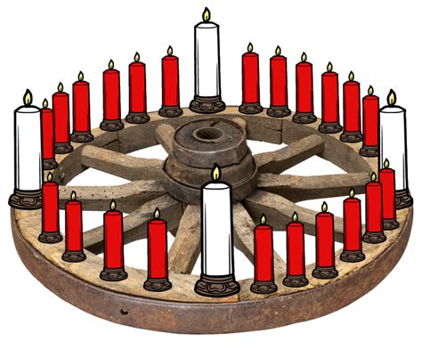 Disegno di Johann Heinrich Wichern con la ruota di candele per l'Avvento