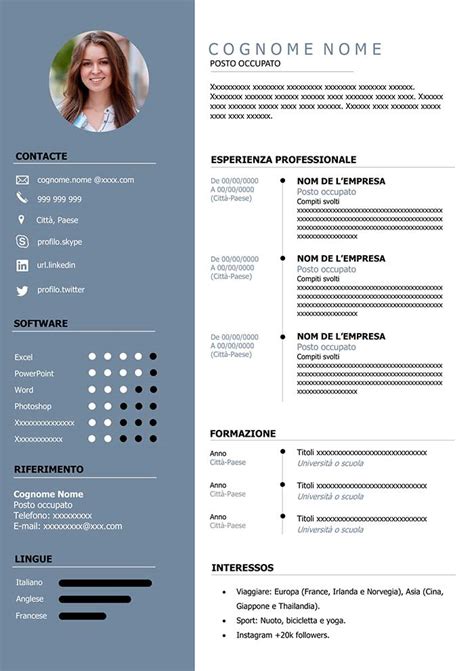 Esempio di template di CV con icone ben integrate