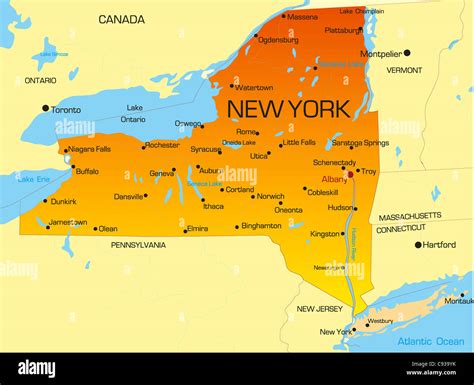Mappa dello Stato di New York che evidenzia Long Island, Scarsdale e Queens