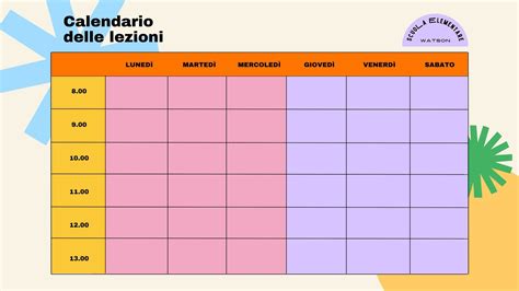 Calendario e orologio con orari flessibili