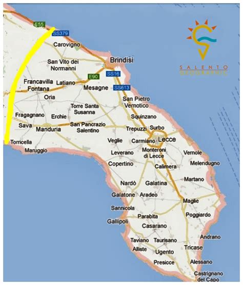Mappa del Salento con evidenziato Porto Cesareo