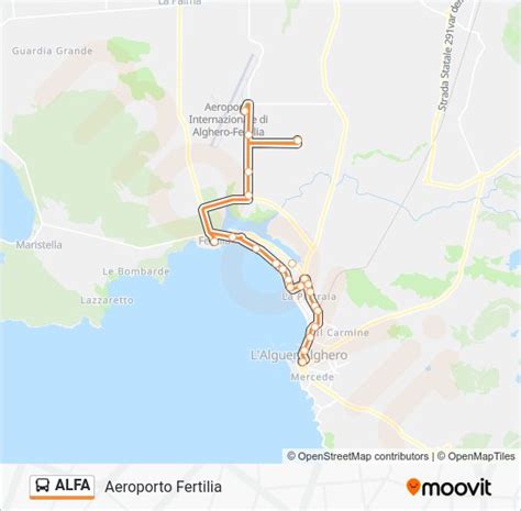 Mappa della linea bus ARST ALFA