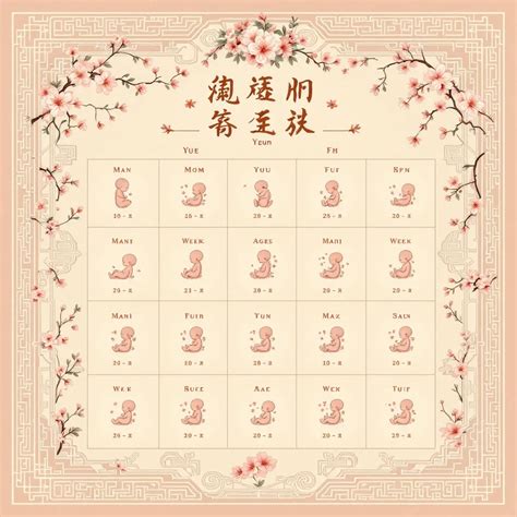 Illustrazione stilizzata del calendario cinese per la predizione del sesso