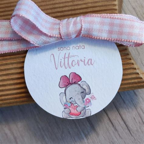 Bigliettini nascita personalizzati con fiocco