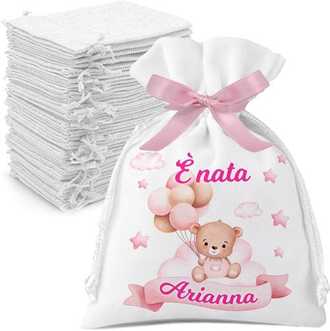 Sacchettini nascita personalizzati con nomi e date