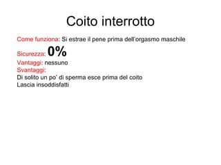 Coito interrotto: schema di rischio