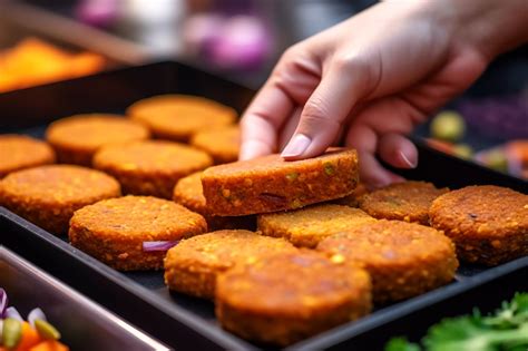 Illustrazione di un hamburger di soia vegetale ben cotto su piastra
