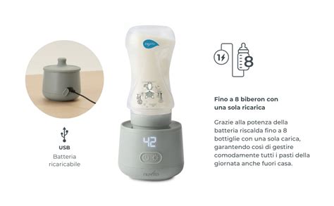 Un genitore che utilizza uno scaldabiberon portatile collegato all'accendisigari di un'automobile