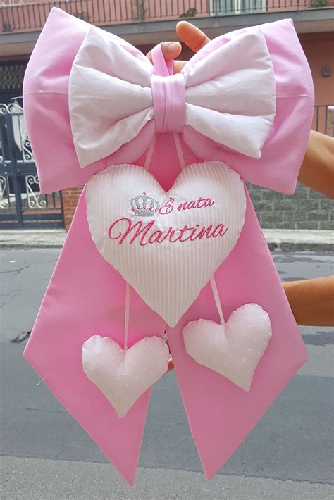 Fiocco nascita rosa con dettagli