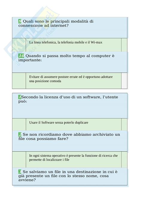 Moduli e scartoffie per domande