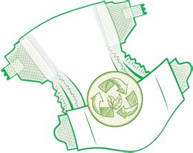 Illustrazione schematica di un pannolino biodegradabile