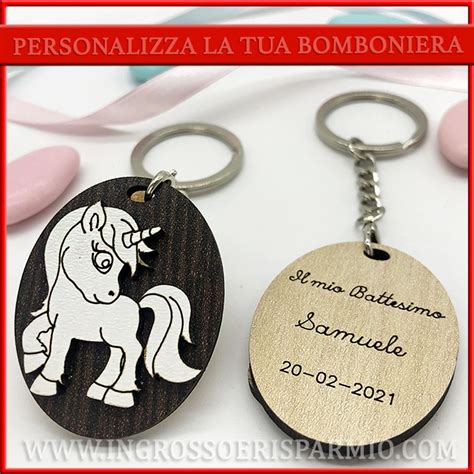 Bomboniere portachiavi unicorno personalizzate