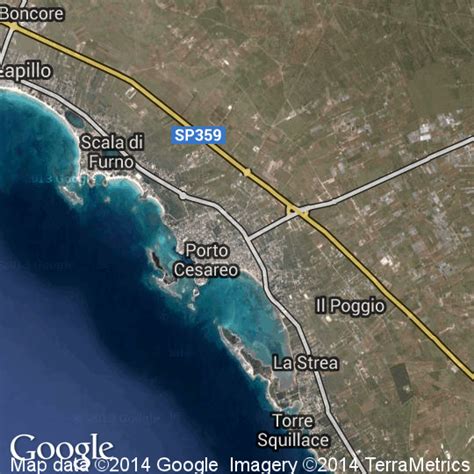 Mappa di Porto Cesareo con Torre di San Tommaso, Lido Tabù e Museo di Biologia Marina
