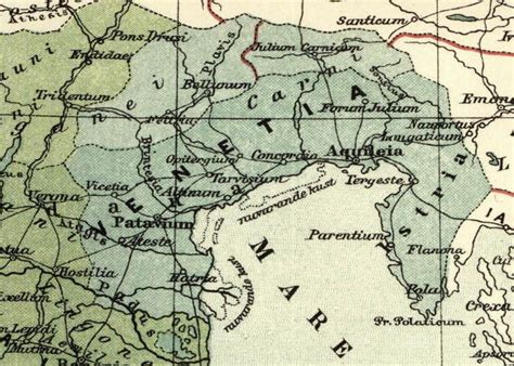 Mappa storica della regione Venetia nell'epoca romana e bizantina