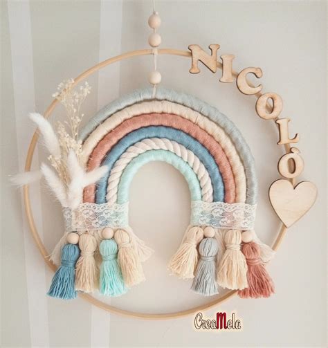 Fiocco nascita macramè arcobaleno