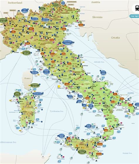 Mappa dell'Italia e mete turistiche per famiglie