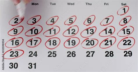 Calendar marking treatment days
