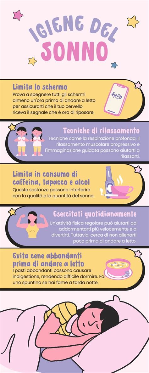 infografica sui consigli per una corretta igiene del sonno