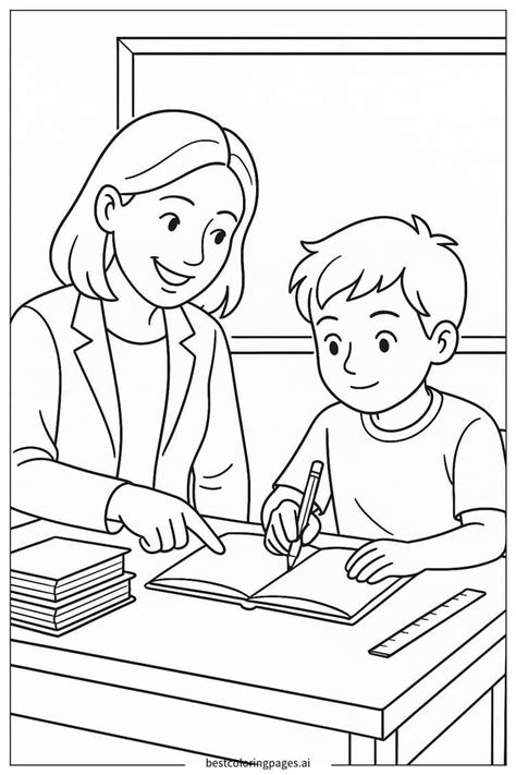 Insegnante che sorride circondata da disegni dei bambini