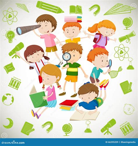 Illustrazione di bambini che leggono in classe