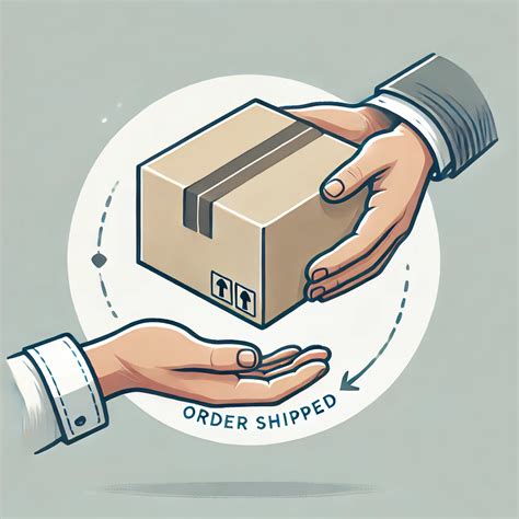 Illustration of an online order being processed and shipped