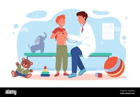 illustrazione schematica di un pediatra che visita un bambino