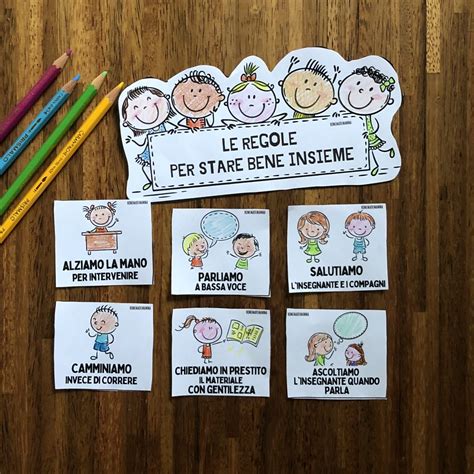 cartellone delle regole per bambini con disegni