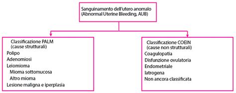 Diagramma che illustra le possibili cause di sanguinamento uterino anomalo in adolescenza