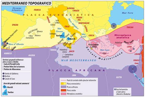 Mappa del Mar Mediterraneo con evidenziate le aree di nidificazione delle tartarughe marine