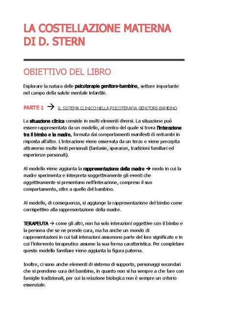 Schema dei quattro temi fondamentali della costellazione materna