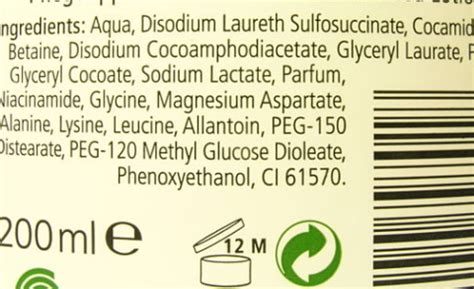 Lista di ingredienti INCI